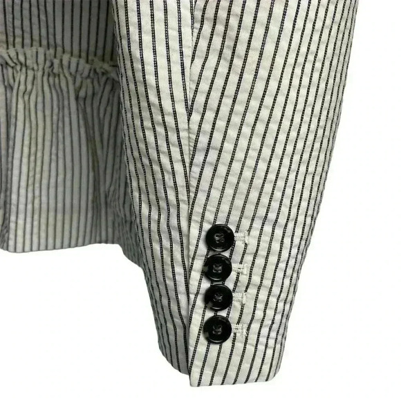 Ann Taylor Loft Women's Blazer Jacket Ivory/White and Black Stripes  Size 8 - Picture 12 of 16